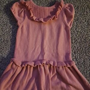 Girls' Pink Ruffle Knit Dress